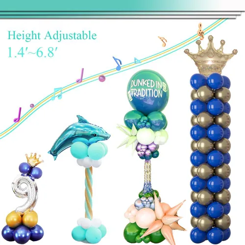 Miniatura 5 de Decojoy Kit de Soporte de Columna para Globos Juego de 2, Conjuntos de Portadores de Globos 2EN1 Soporte de Arco de Globos para Piso, Torre Pilar