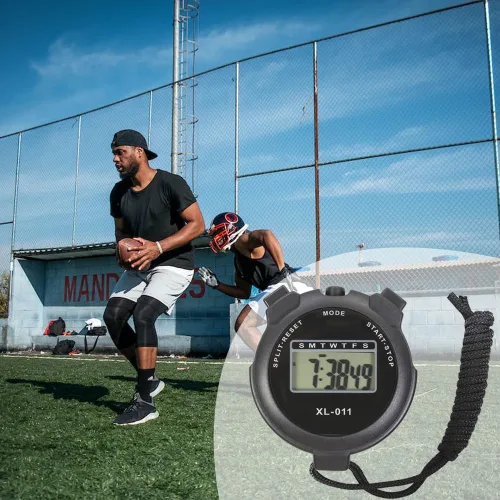 Miniatura 2 de Paquete de 6 cronómetros deportivos digitales, pantalla grande electrónica con fecha y hora y función de alarma, entrenadores deportivos