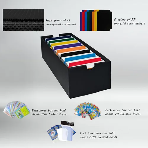 Miniatura 5 de 4 juegos de cajas de almacenamiento de tarjetas coleccionables, incluye 16-750 cajas CT y 64 divisores, más de 12000 tarjetas coleccionables
