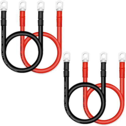 Miniatura 16 de Cable de batería, cables de batería 2 AWG con terminales, 2 cables de batería de cobre (1 pie).