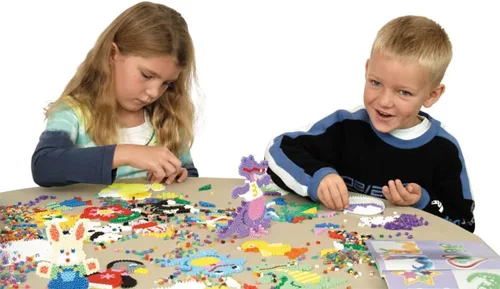 Miniatura 3 de HAMA - Paquete de cuentas para planchar Aprox. 3000 cuentas midi Artesanías y mosaicos para niños a partir de 5 años Juego creativo y Lila