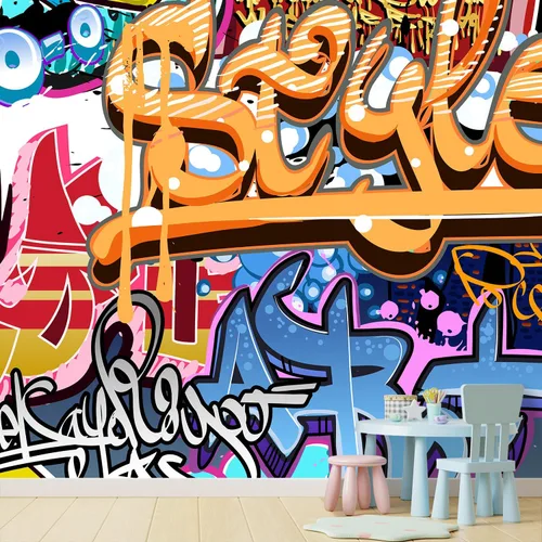 Miniatura 2 de SIGNFORD - Papel tapiz de colorido diseño de graffiti, removible para dormitorio o sala de estar, 100 x 144 pulgadas Graffitis-1911-m04