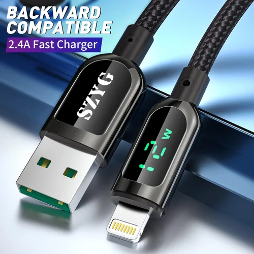 Miniatura 7 de AICase Cable de carga para iPhone, cable de sincronización de carga trenzado de nailon de 0.8 pies con pantalla LED compatible con iPhone 13 13 Pro