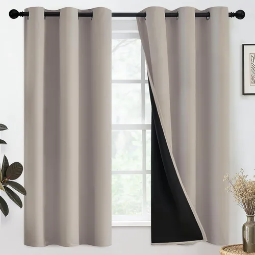 Miniatura 90 de SimpleHome - Cortinas opacas 100% para recámara, cortinas de ventana con ojales beige, con aislamiento térmico, cortinas de oscurecimiento