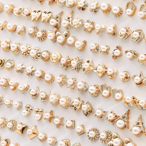 Miniatura 6 de Juego de 100 pareslote de aretes de cristal geométricos de flores de frutas coloridas para mujeres y niñas, aretes de plástico, regalos de joyería