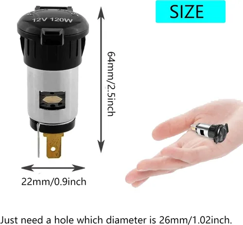 Miniatura 2 de Xafissy - Enchufe para encendedor automático, 12 V, 120 W, impermeable, para coche, barco, tractor, motocicleta (1)