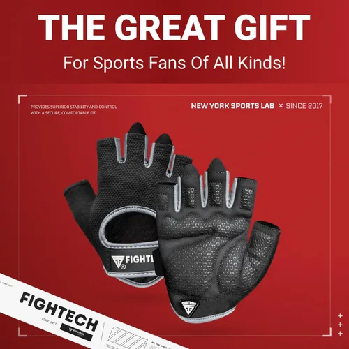 Miniatura 2 de FIGHTECH Guantes de entrenamiento para hombres y mujeres, guantes sin dedos para levantamiento de pesas con palmas acolchadas, guantes de gimnasio
