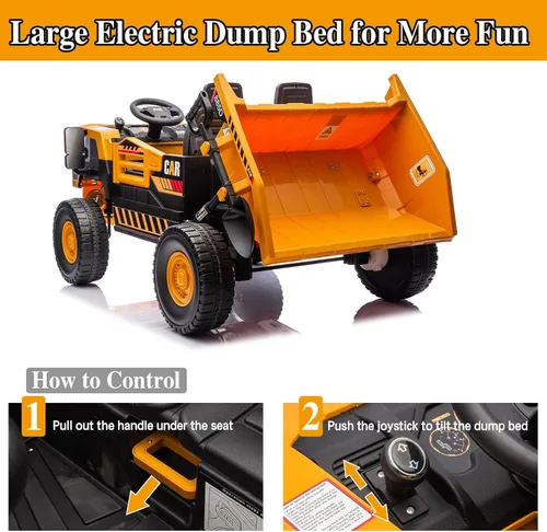 Miniatura 3 de FINITO XL 24V Camión volcador para montar, motores potentes de 4x100W. Coche eléctrico para niños con control remoto, cama volcable eléctrica y pala