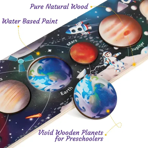 Miniatura 3 de Zeoddler Juguetes del sistema solar para niños de 3 a 6 años, rompecabezas espacial de madera, planetas para niños, actividades de aprendizaje
