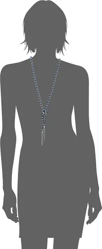 Miniatura 2 de GUESS Collar en forma de Y con borla tejida de plata y mezclilla "Basic", 30" + extensor de 2", Metal