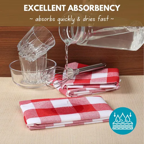 Miniatura 3 de Native Fab Paquete de 4 toallas de cocina con lazo para colgar de 16 x 26 pulgadas, toallas de cocina de algodón a cuadros para limpiar el secado