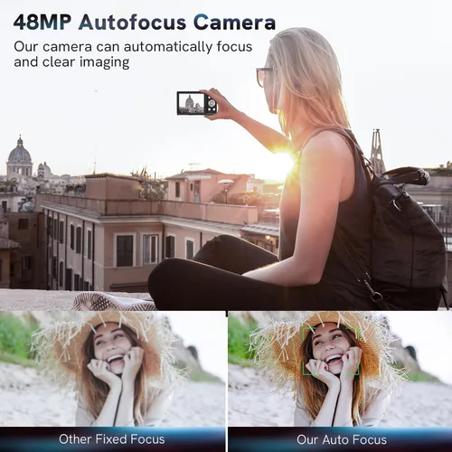 Miniatura 3 de Cámara digital 4K, enfoque automático, 48 MP, cámara de vlogging HD 16X, cámara digital con zoom digital YouTube, portátil, mini cámara compacta