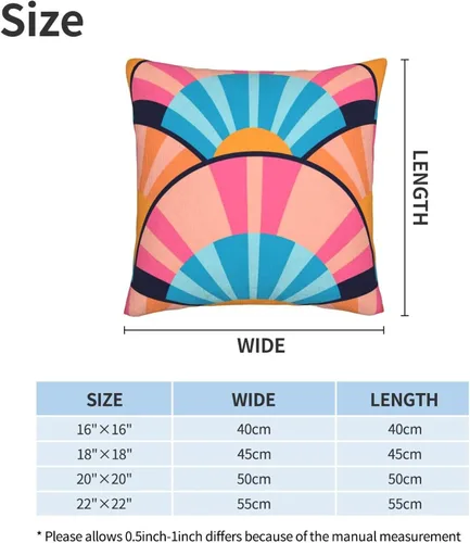 Miniatura 9 de Pack of 2 Short Plush Throw Pillow Covers 18 X 18 Inch, Retro 70S Orange Yellow Pillow Cover Durable Pillowcases, Square Throw Pillow Covers Couch