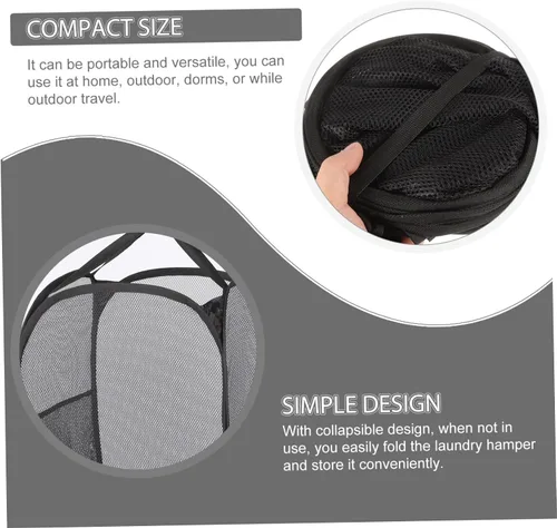 Miniatura 7 de LIFKOME Organizador de sección vertical Cesta de lavandería de acero inoxidable Percha de ropa plegable Estante de almacenamiento Cesta de ropa