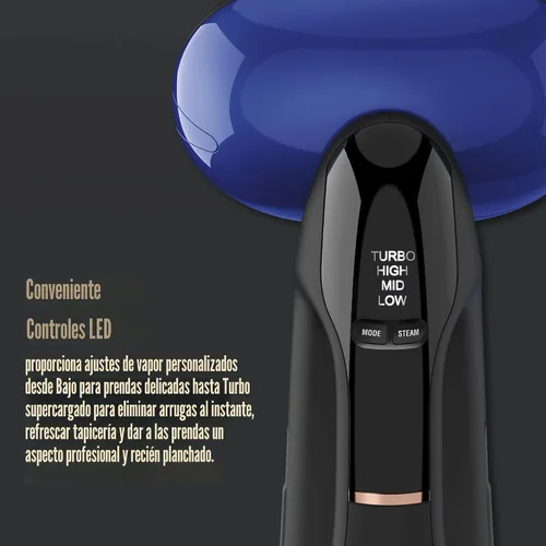 Miniatura 4 de Conair 2 en 1 Vaporizador de Mano y Plancha para Ropa, Turbo ExtremeSteam Vaporizador de Ropa de 1875W y Plancha de Ropa, Negro / Azul