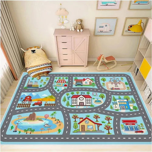 Alfombra para niños, alfombra de coche para niños, tapete de juego, alfombra para coches de juguete para sala de juegos, aula, habitación de niños,