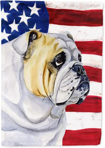 Bandera de EE. UU. con Bulldog Inglés de Caroline's Treasures LH9018CHF para casa, bandera de porche grande, asta decorativa para exteriores,
