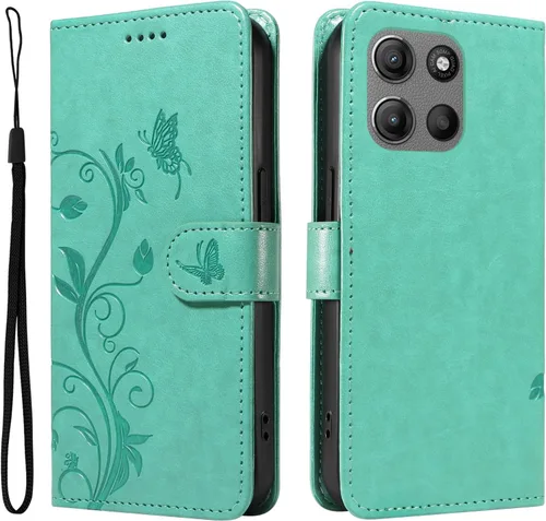 Miniatura 146 de Funda para Motorola Moto E22/E22i, piel sintética, con tarjetero y correa para la muñeca, a prueba de golpes, funda magnética para Motorola Moto Rojo