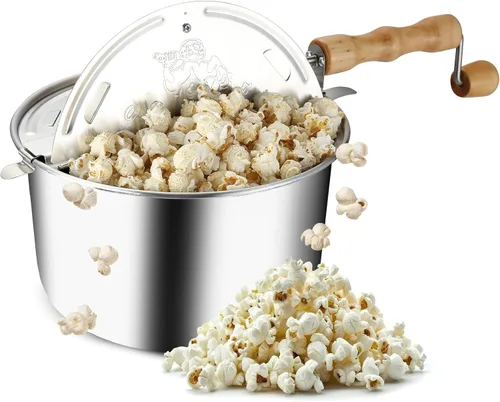 Great Northern Popcorn Máquina para hacer palomitas de maíz con asas de madera, plata, 5 cuartos de galón (529019ECS)