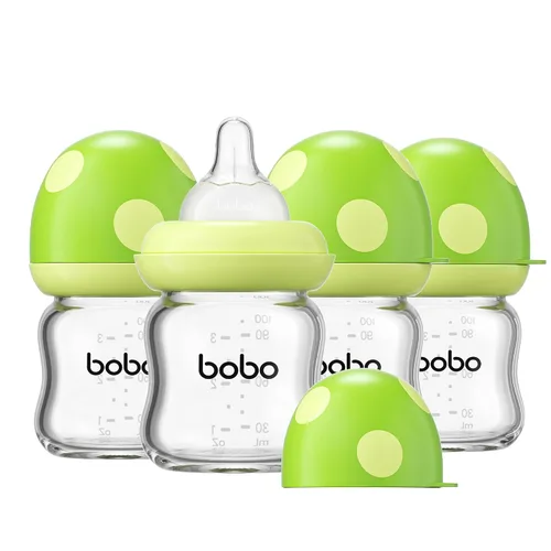 Miniatura 41 de YOHKOH Biberón de vidrio natural con pezón de flujo lento de nivel 1, biberones anticólicos para recién nacidos, botella de vidrio de cuello ancho