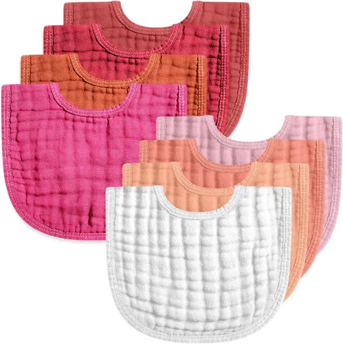 Miniatura 7 de Frienda 8 baberos de muselina para bebé, bandana de algodón, baberos a granel para recién nacidos, 6 capas absorbentes, accesorio de alimentación