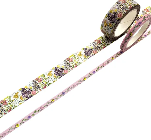 Paper House Productions Carole Shiber - Juego de 2 rollos de cinta adhesiva decorativa para álbumes de recortes y manualidades, flores silvestres