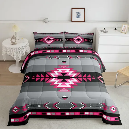 Miniatura 42 de Feelyou Juego de edredón geométrico del suroeste para niños y niñas, edredón nativo del suroeste, tamaño individual, juego de ropa de cama