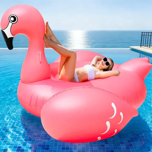 Miniatura 8 de TURNMEON Flotador inflable de flamenco gigante de 102 pulgadas, flotador inflable de verano para playa, piscina, fiesta, juguetes para montar, balsa