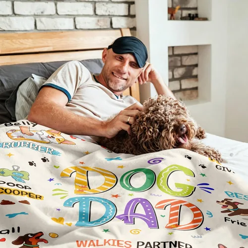 Miniatura 2 de Dog Dad Gifts for Men, for Dog Dad Blanket 50"x60", Dogs Lover Gift for Men, Birthday Ideas for Dogs Lover/Owners Soft Flannel Throw Blanket