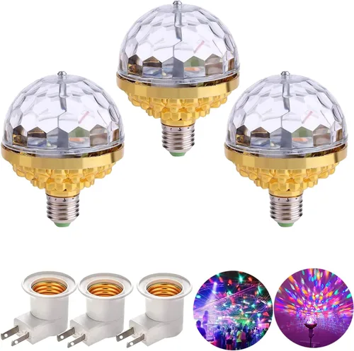 Miniatura 7 de Luz de bola mágica giratoria colorida, luces de fiesta, bola de discoteca, bombilla con forma de bola de discoteca de espejo, bombilla mágica