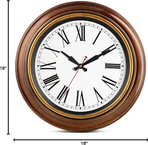 Miniatura 7 de Bernhard Products Reloj de pared extra grande de 18", de cuarzo de calidad, silencioso, sin sonido de tic, funciona con pilas, para casa/sala
