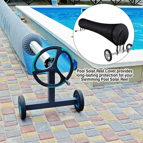 Miniatura 5 de Tlswshsy Cubierta de carrete solar para piscina, cubierta de carrete de manta protectora solar de 16 pies, cubierta de carrete de invierno