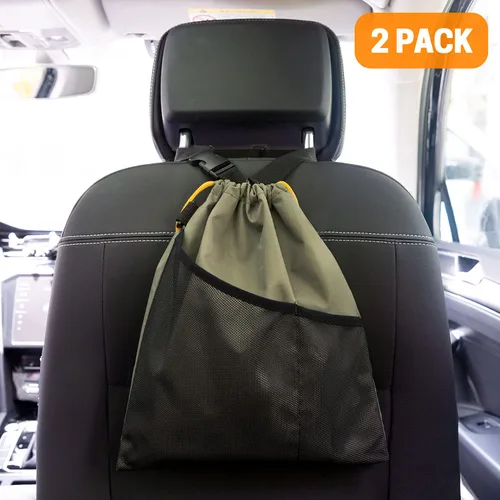 Miniatura 2 de GNEGNI 2 botes de basura para automóvil, bolsa de basura colgante para automóvil con forro impermeable a prueba de fugas Verde militar