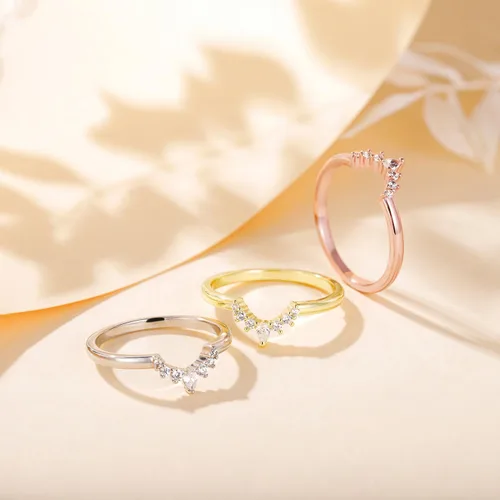 Miniatura 3 de Mameloly Alianzas de boda para mujer, anillos de compromiso apilables curvados y apilables con circonita cúbica de forma redonda y forma redonda