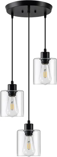 Miniatura 3 de Lámpara colgante de 3 luces, lámpara colgante para isla de cocina, iluminación colgante negra para cocina, dormitorio, pasillo, accesorios de 3
