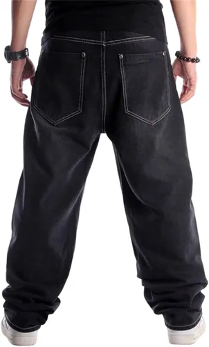 Miniatura 2 de Pantalones de mezclilla holgados Y2k para hombre, ajuste holgado, estilo hip hop, vintage, holgados, pantalones de mezclilla de moda para danza