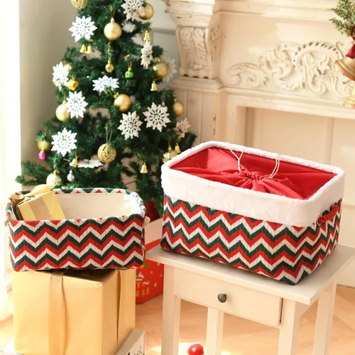 Miniatura 2 de Caja de almacenamiento para adornos de Navidad de INough, organizador de decoración festiva, tejida con hilo grueso, cesta de Navidad para niños