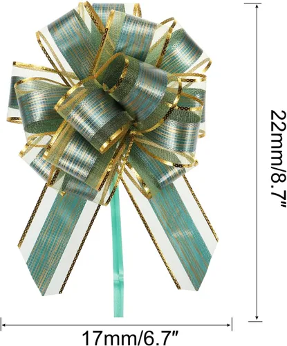 Miniatura 2 de MECCANIXITY 10 lazos grandes de 7 pulgadas para envolver regalos, cinta de organza verde para cestas de boda, regalos de fiesta de Navidad