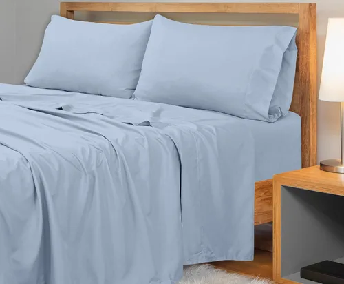 Miniatura 6 de Royale Linens Sábana Plana de Algodón Peinado de Fibra Larga 100% de 300 Hilos - Súper Suave - Sábanas Superiores - Sábana Plana Tamaño King Se Azul