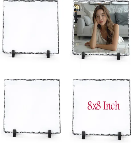 Miniatura 20 de Placa de sublimación de pizarra de 6 x 8 pulgadas, placa de sublimación de piedra de roca para fotos, paquete de 2 unidades a granel