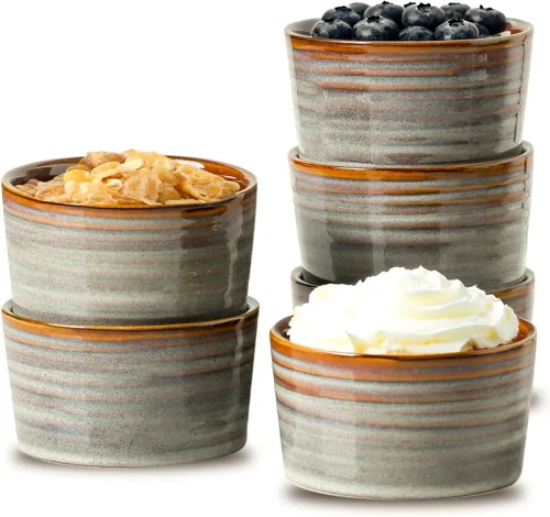 Miniatura 9 de Hasense Ramekins de 8 oz Aptos para Horno para Crème Brûlée, Juego de 6 Platos de Soufflé de Cerámica Aptos para Horno, Cuencos de Porcelana