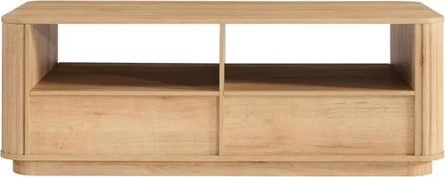 Miniatura 7 de ACCOHOHO Mesa de centro acanalada de 51 pulgadas con almacenamiento, mesa central grande y moderna con 2 cajones, mesa auxiliar rectangular de Roble