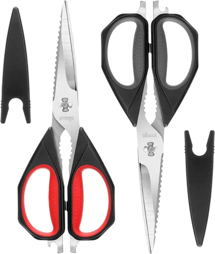 LIVINGO Tijeras de cocina, paquete de 2 tijeras multiusos de 9.25 pulgadas, resistentes aptas para lavavajillas, tijeras afiladas de acero