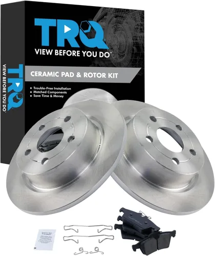 Miniatura 136 de TRQ Kit de rotor de freno trasero y pastillas de cerámica Posi premium compatible con camioneta Chevy GMC
