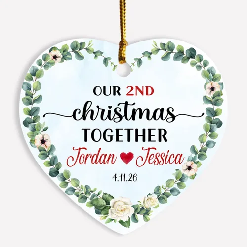 Miniatura 20 de Adorno de decoración de pareja juntos Navidad 2025, Adorno personalizado de nuestra primera Navidad juntos, regalo para citas, aniversario, pareja