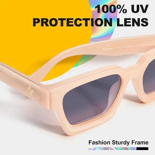 Miniatura 3 de VISOONE Moda 100% UV400 Protección Rectángulo TR90 Y2K Gafas de sol Accesorios para Mujeres Hombres RIVER, Carne de suelo/Gris Rosa