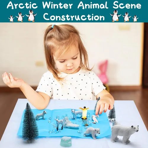 Miniatura 4 de Conjunto de proyectos escolares de animales polares, kit de suministros de diorama, juguetes de figurilla, modelo de proyecto de diorama, juguetes