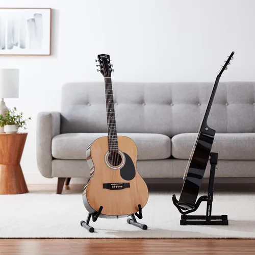 Miniatura 7 de Amazon Basics - Soporte plegable y ajustable con forma de A para guitarras acústicas y eléctricas con goma antideslizante y brazos de espuma suave