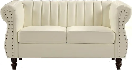 Miniatura 4 de Container Furniture Direct Chesterfield - Juego de sofá y sofá biplaza de piel sintética de 2 piezas para sala de estar con diseño elegante, patas