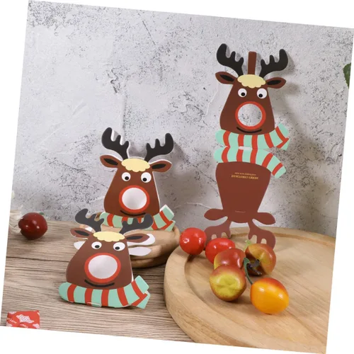 Miniatura 7 de DOITOOL 25 tarjetas de papel de piruleta de Navidad, alce, reno, caramelo, decoración de ciervos, piruletas, titular de dulces, suministros